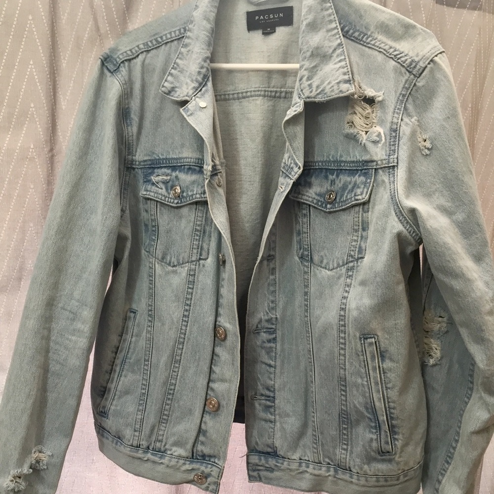 Pacsun Distressed Stone Denim Jacket